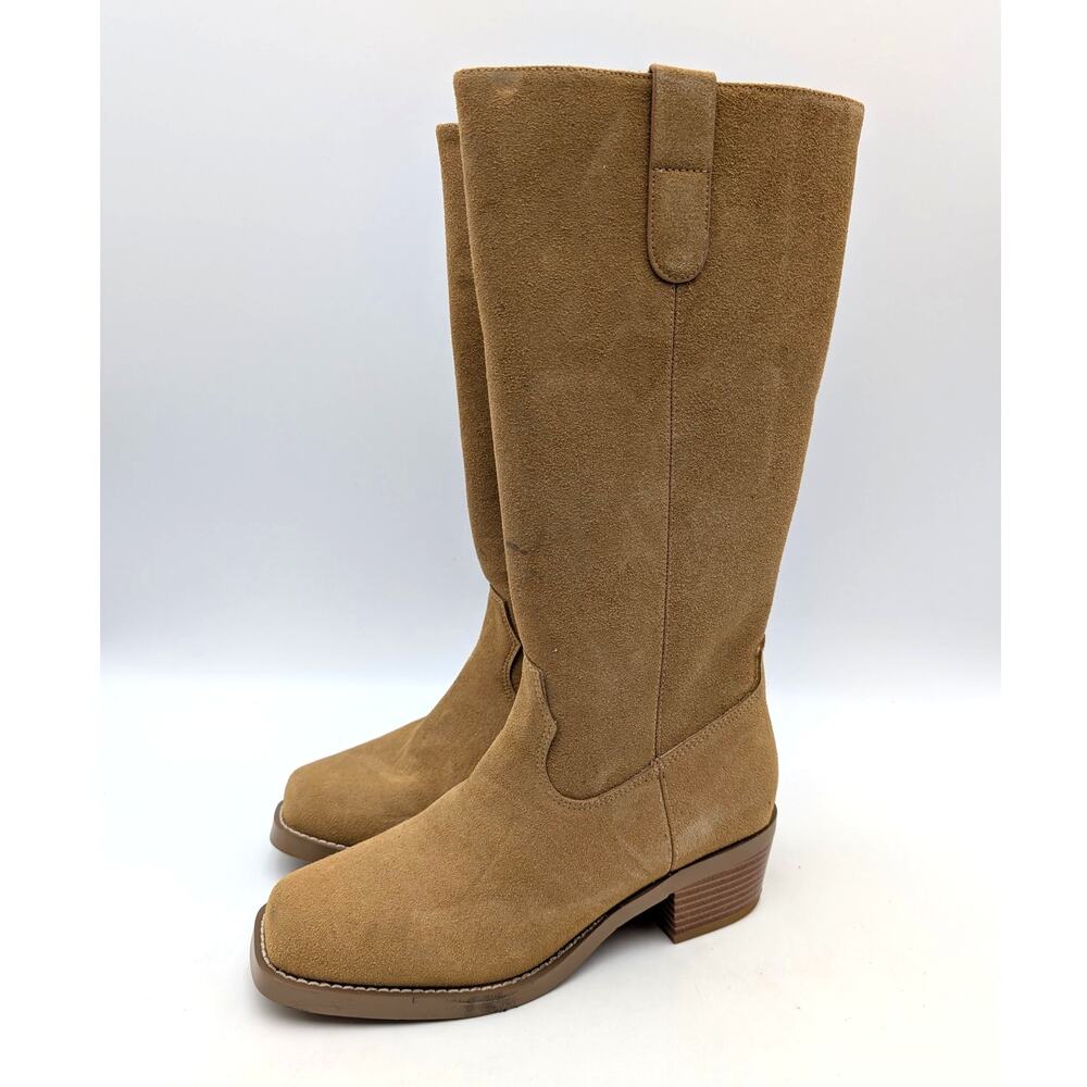 Mia Duston Block Heel Western Boots Side Zip Women's Banana Tan Size US7M EU37.5
